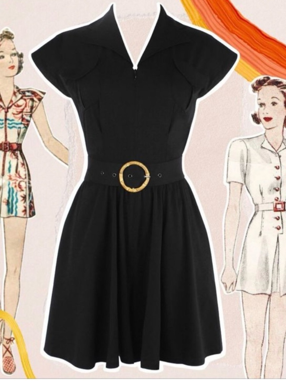 Trashy Diva Black Vintage-Inspired Belted Romper